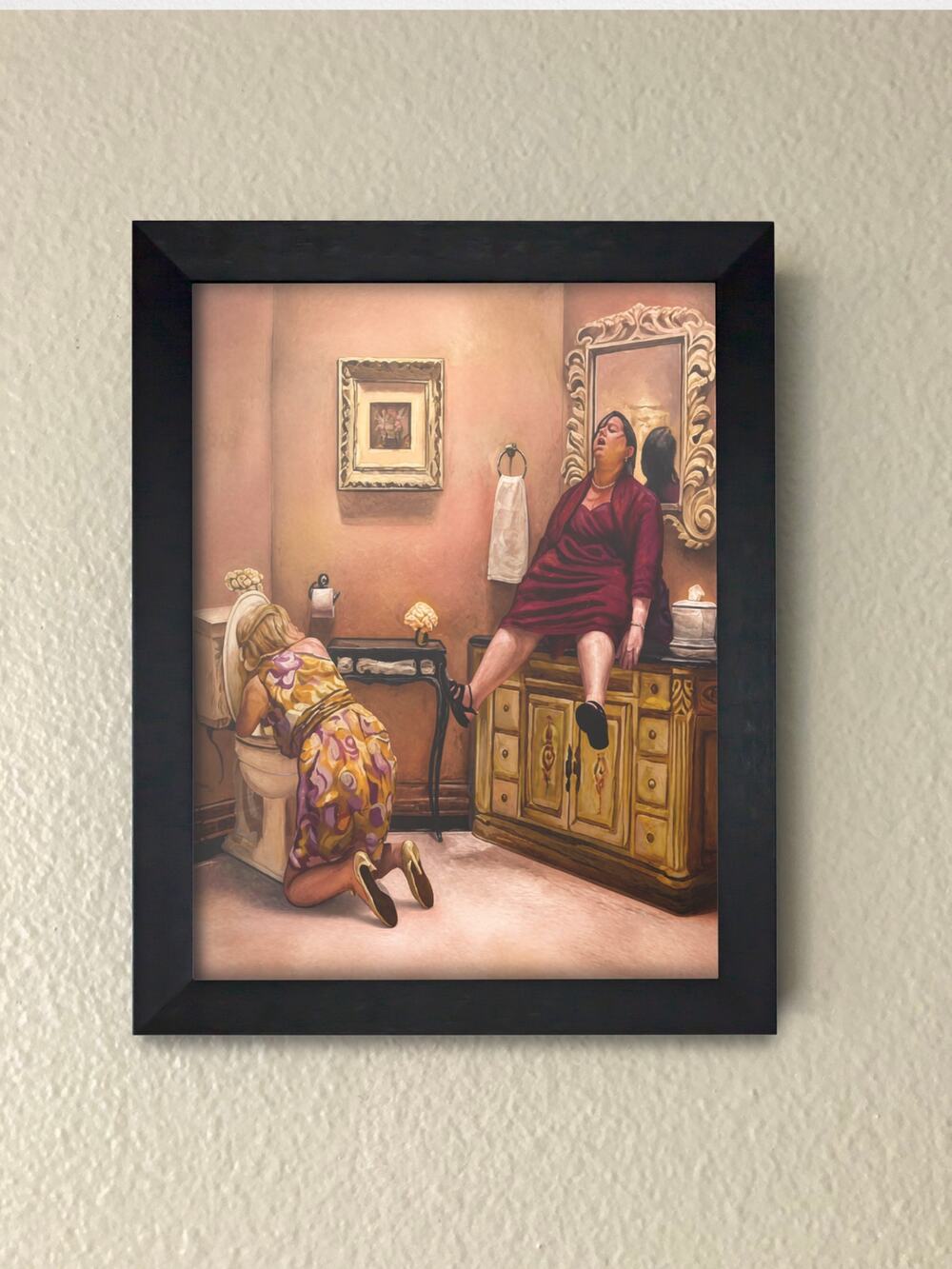 Bridesmaids Movie Scene Bathroom Wall Art – Funny Pop Art Framed Print